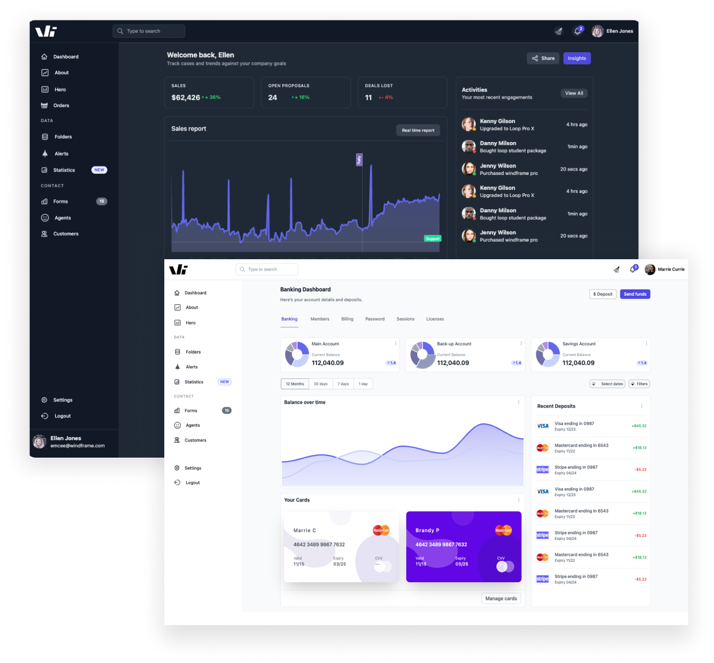 Tailwind CSS dashboard builder