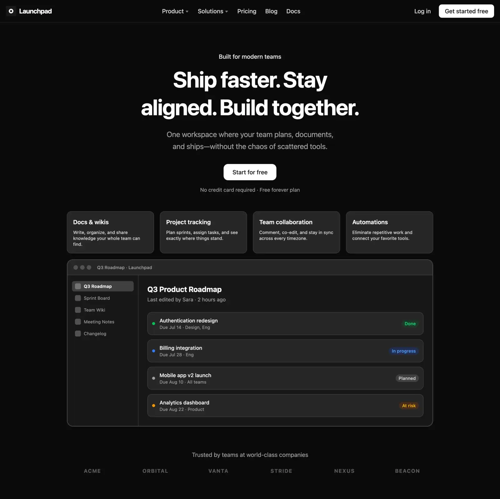 Notion Landing page