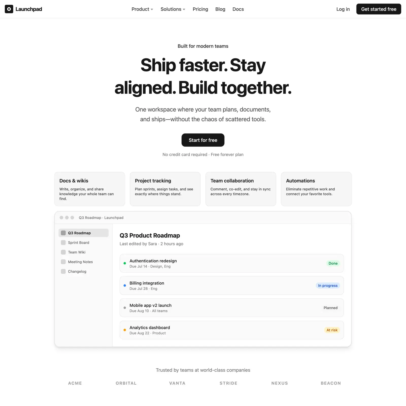 Notion Landing page