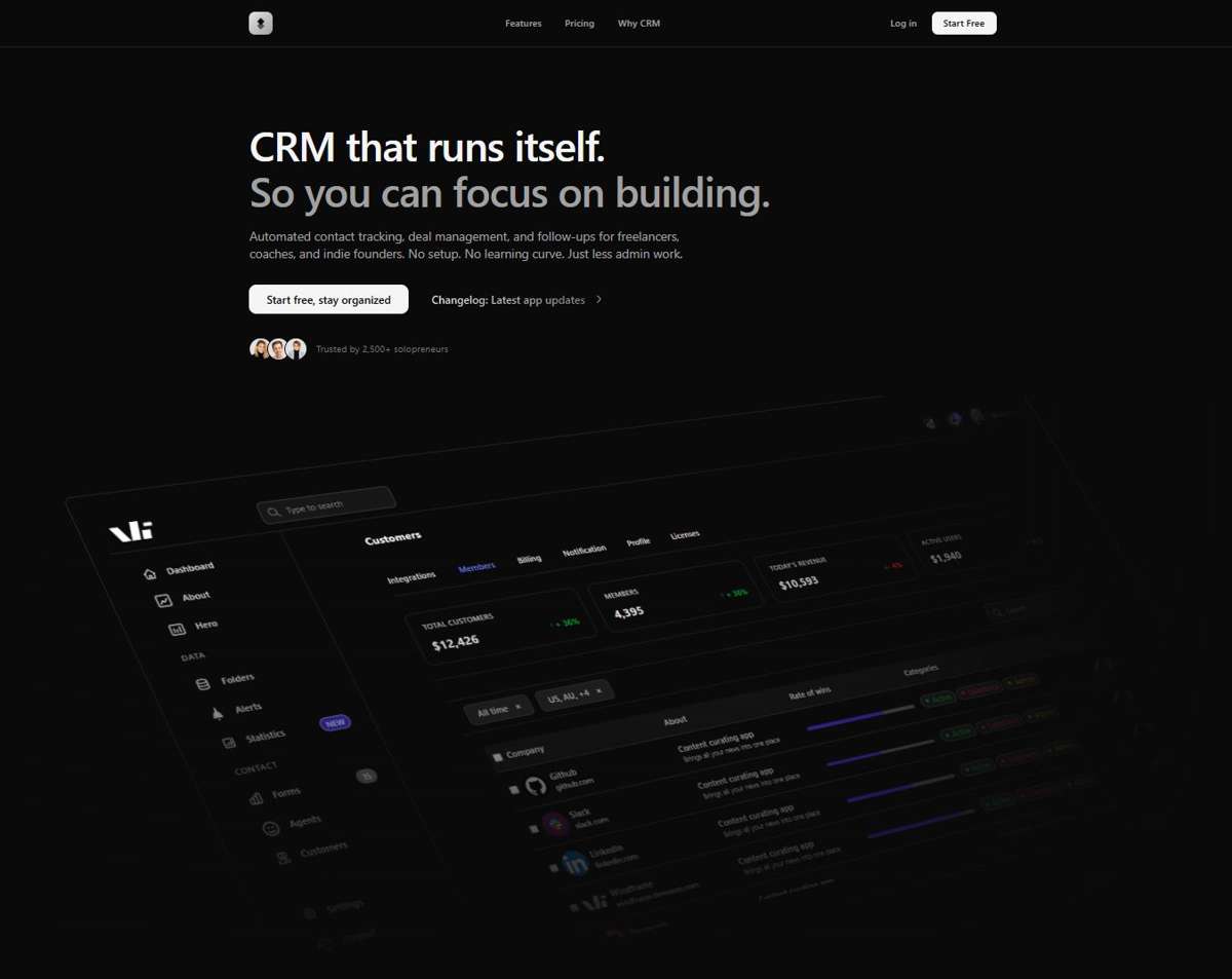 Linear style hero section