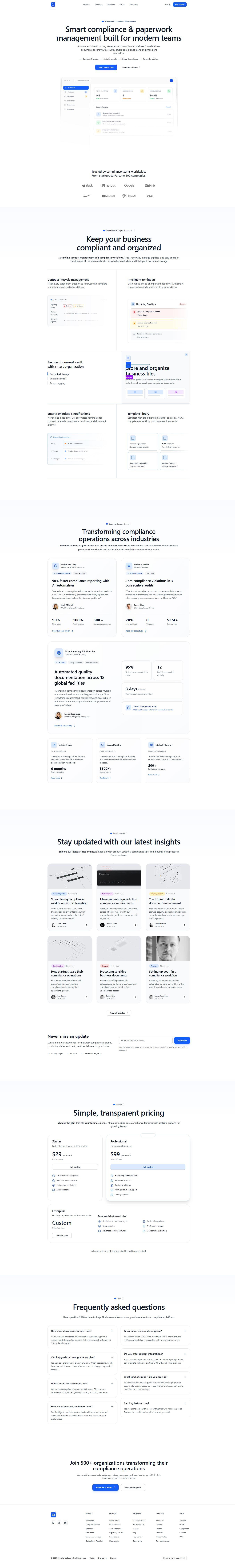 Compliance App landing page