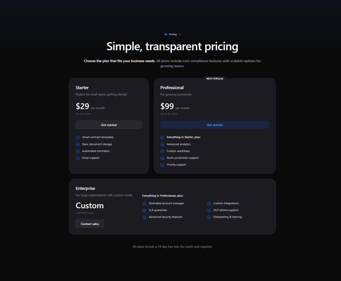 Pricing page built in Windframe