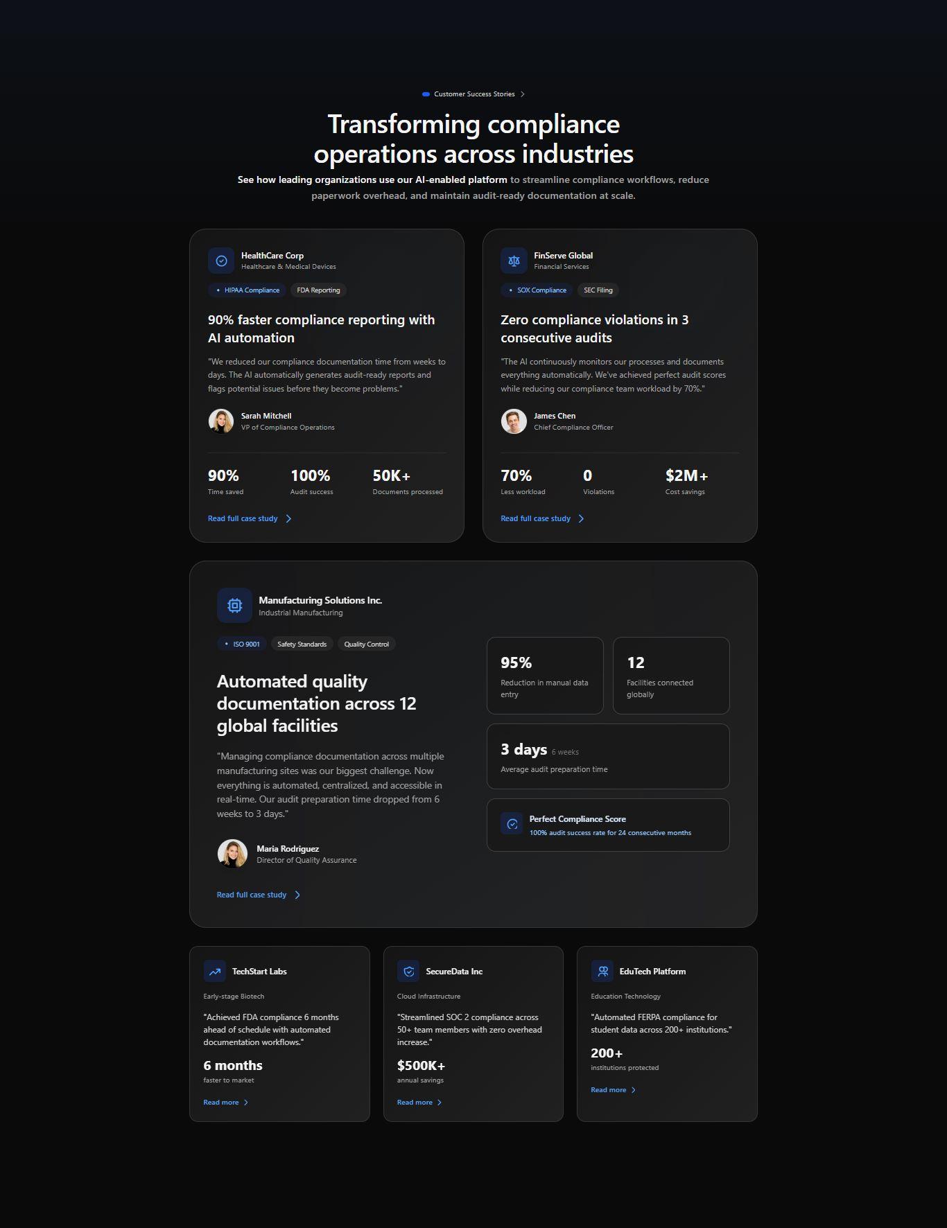 Centered Testimonial Section