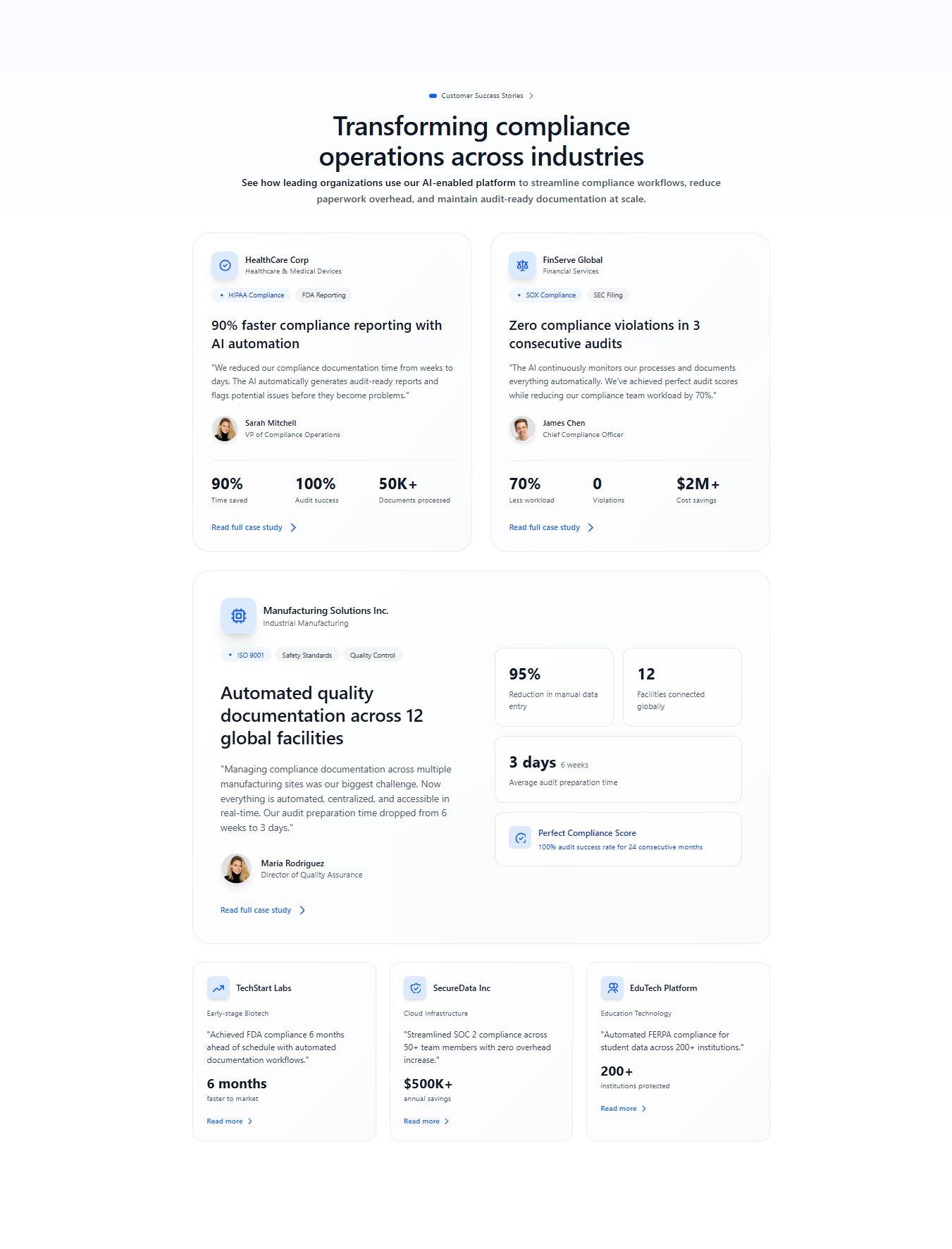 Centered Testimonial Section