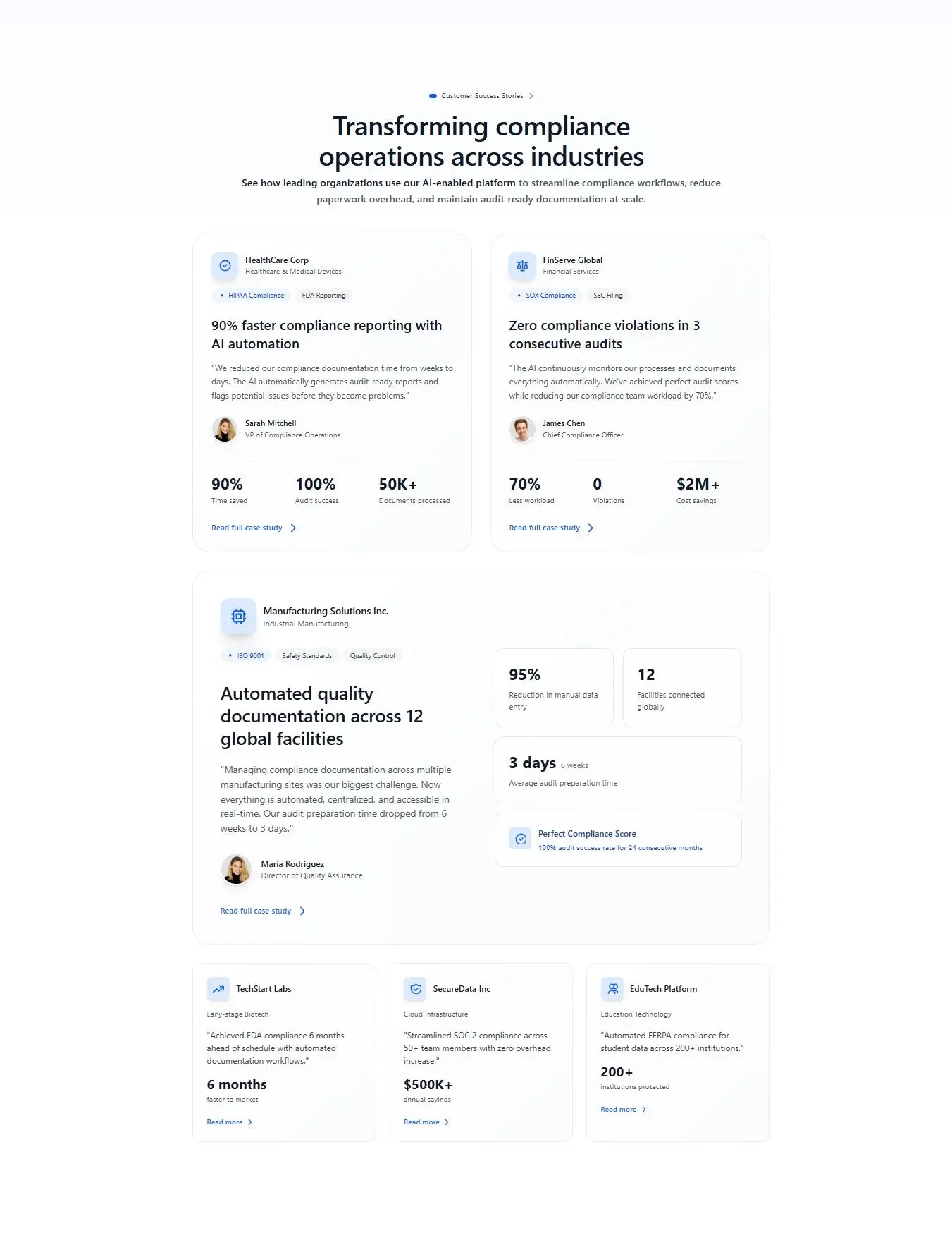 Centered Testimonial Section