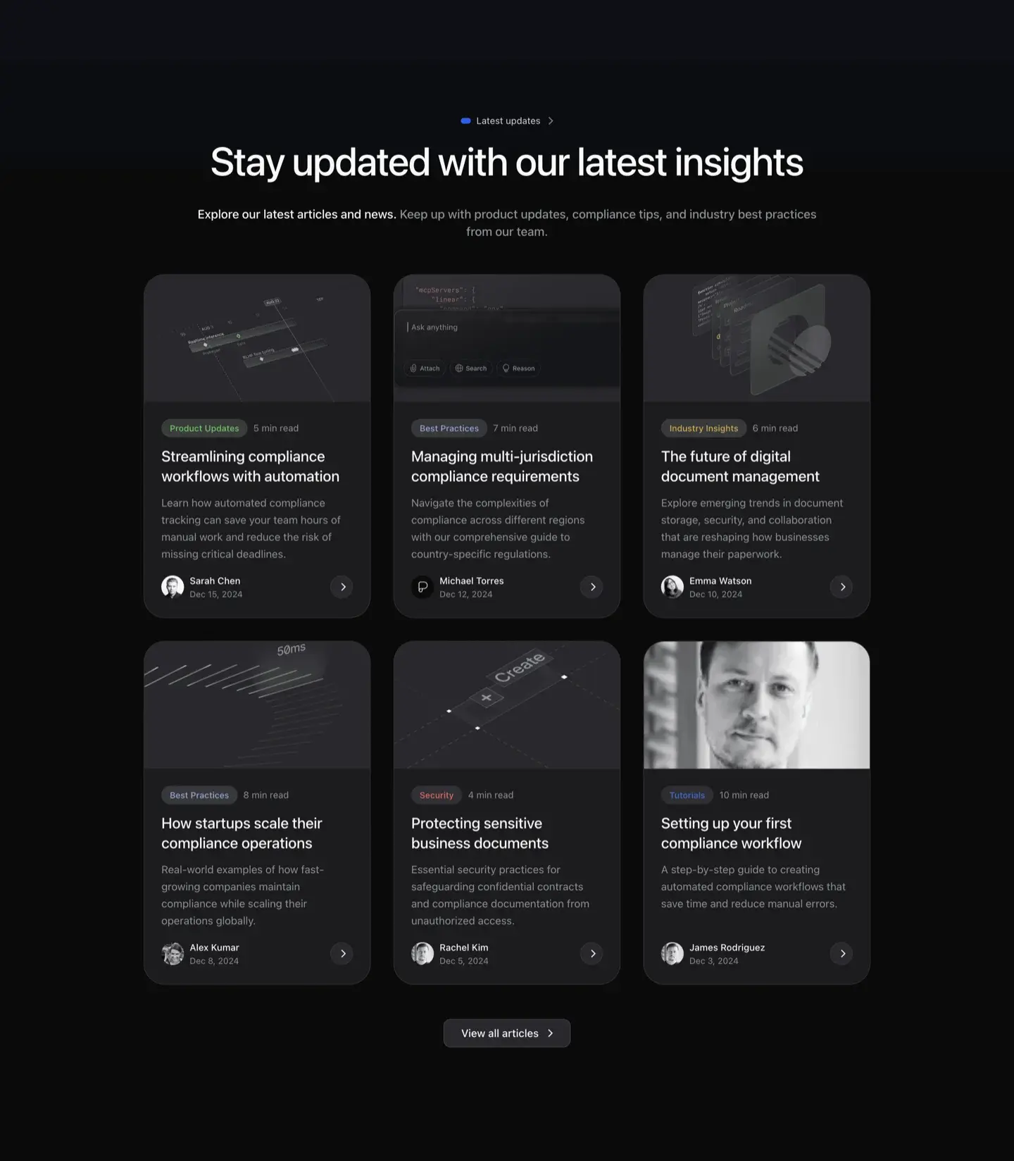 Centered Blog Section