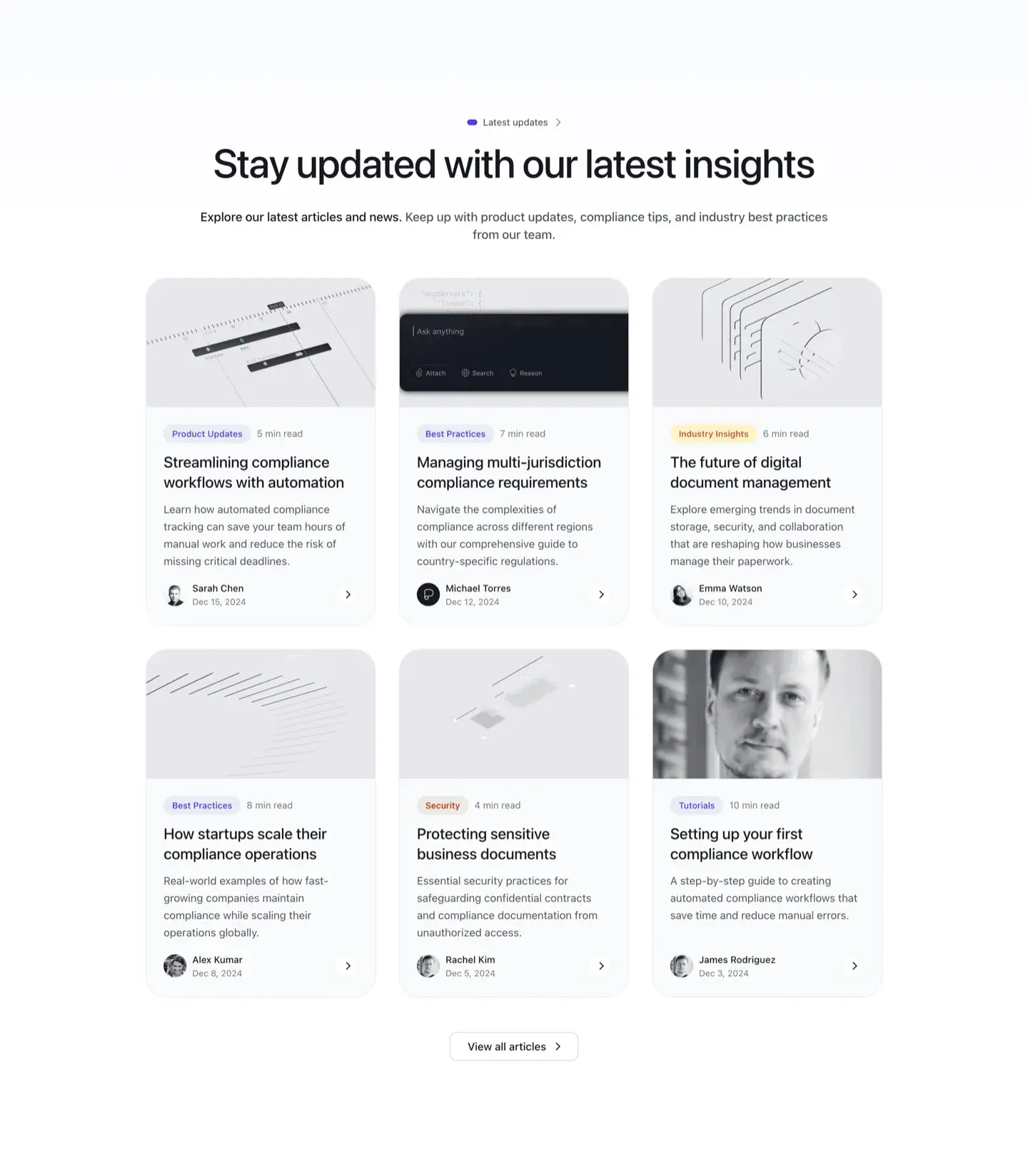 Centered Blog Section