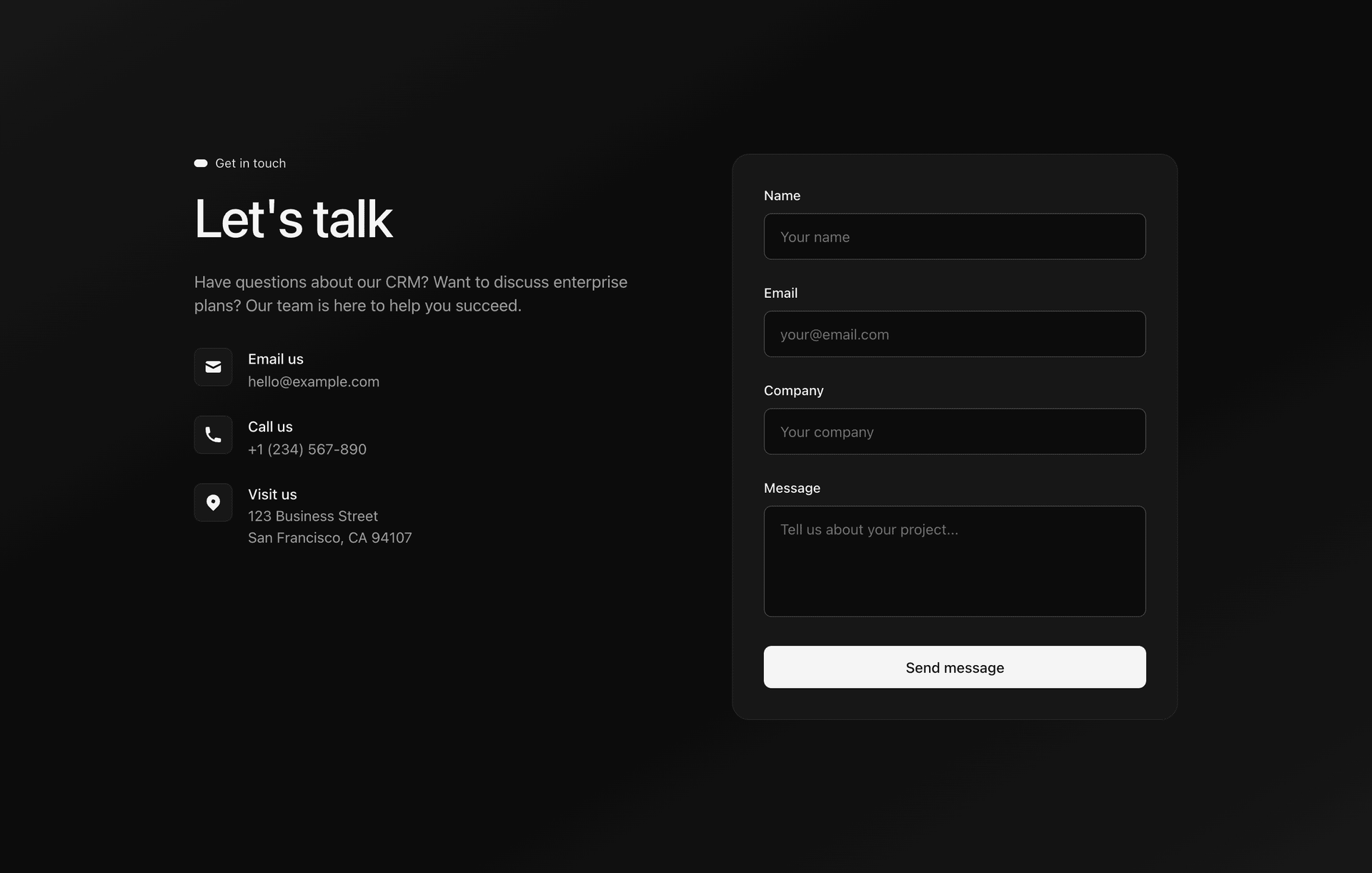 Contact Form Section