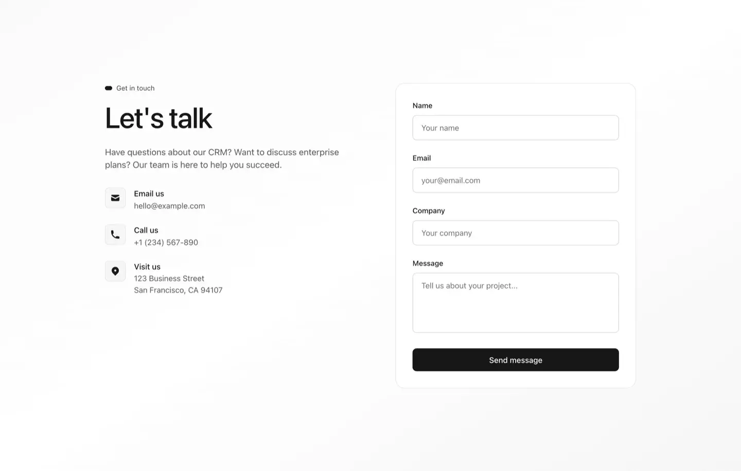 Contact Form Section