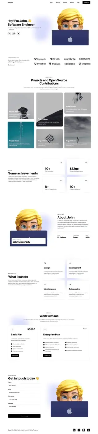 Portfolio site built in Windframe