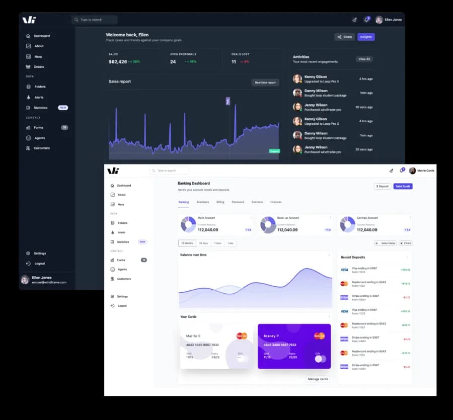 Tailwind CSS dashboard builder