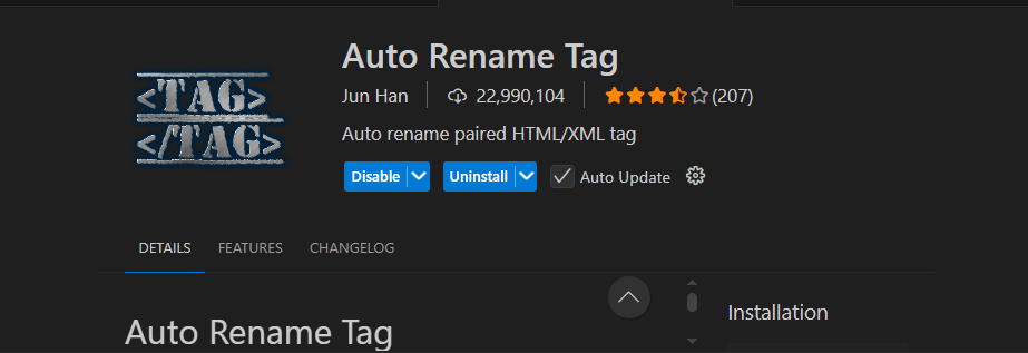 Auto Rename Tag extension