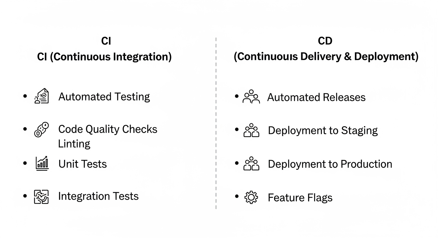 Difference between CI and CD explained with comparison graphic