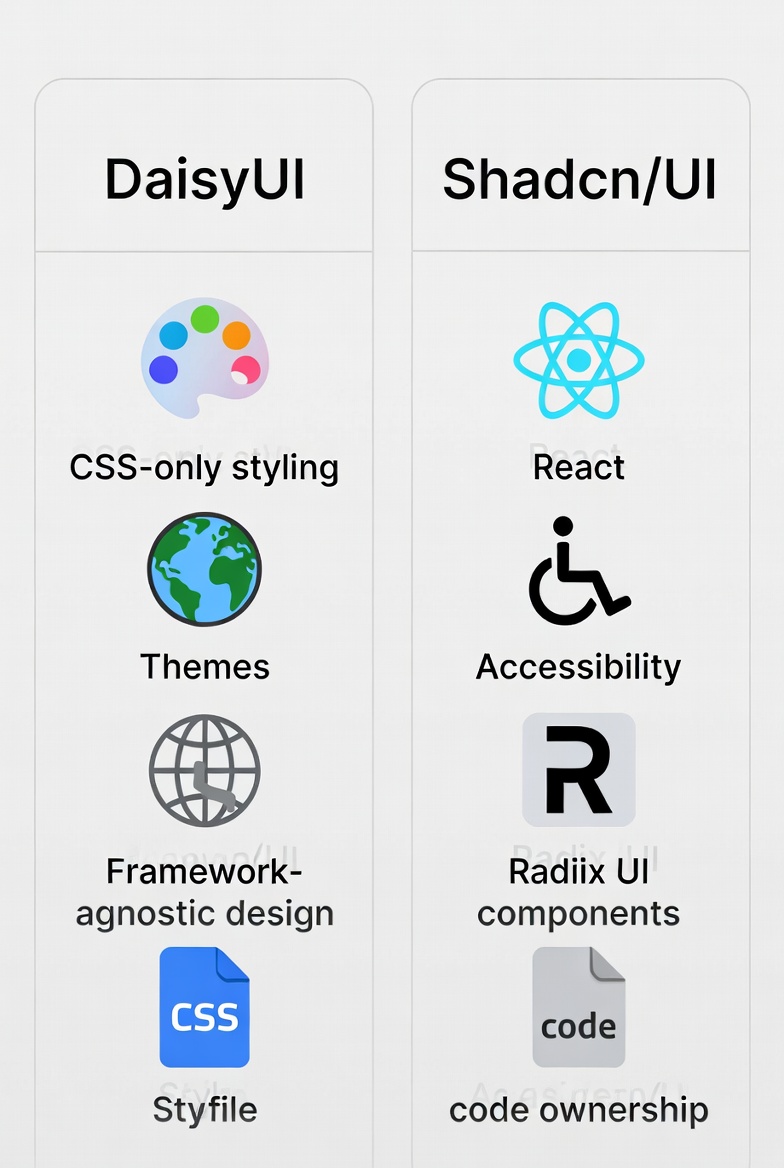 difference between shadcn and daisyui