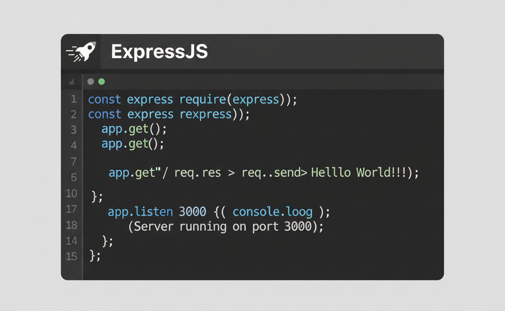 ExpressJS code example illustration representing speed and lightweight flexibility.