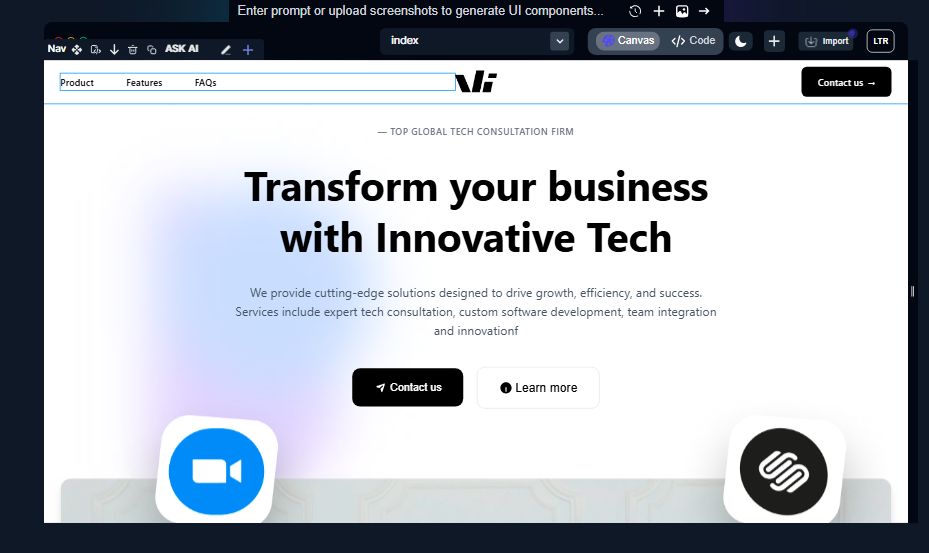 Select header section on windframe