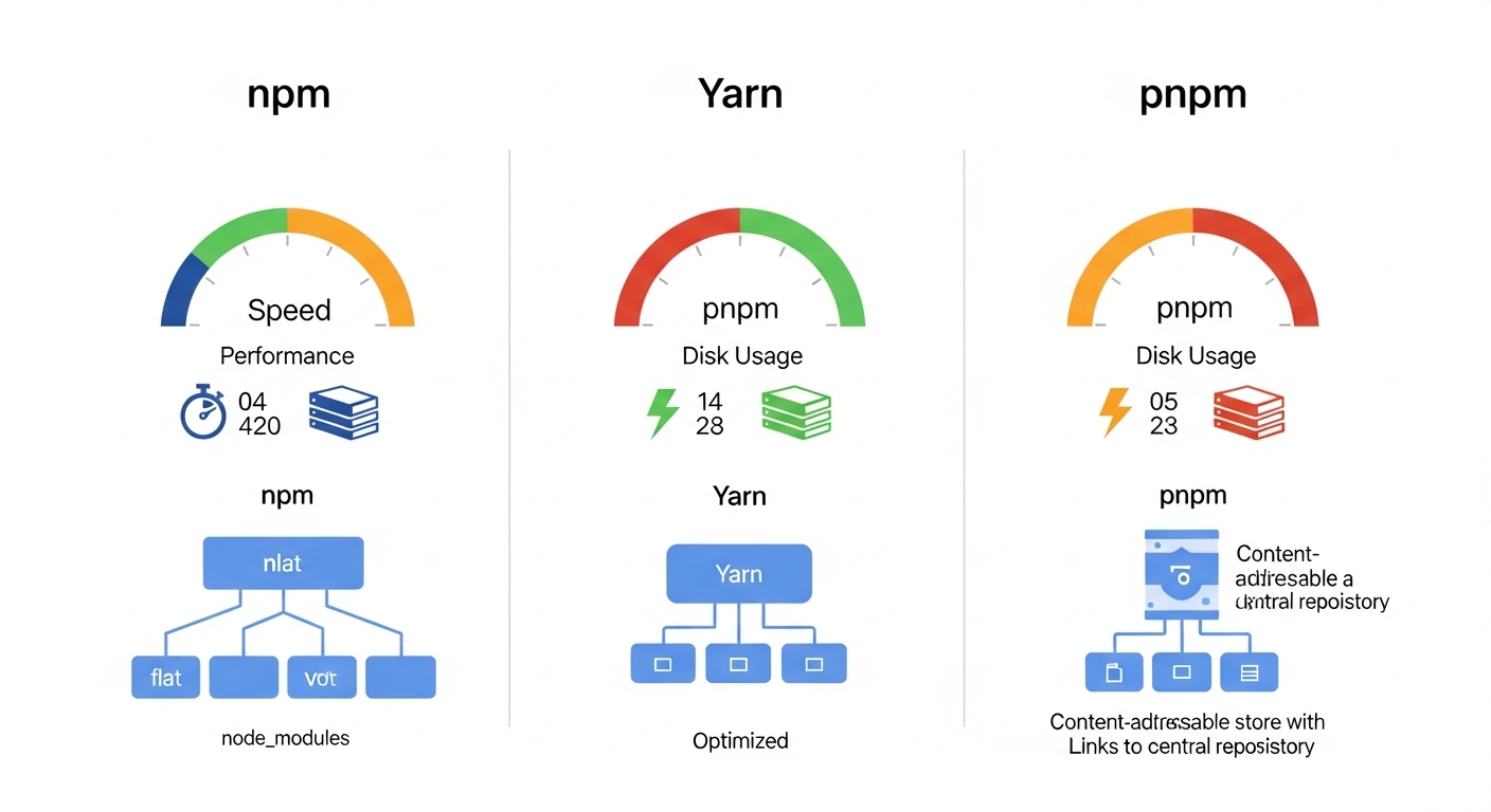 Key difference between npm yarn and Pnpm