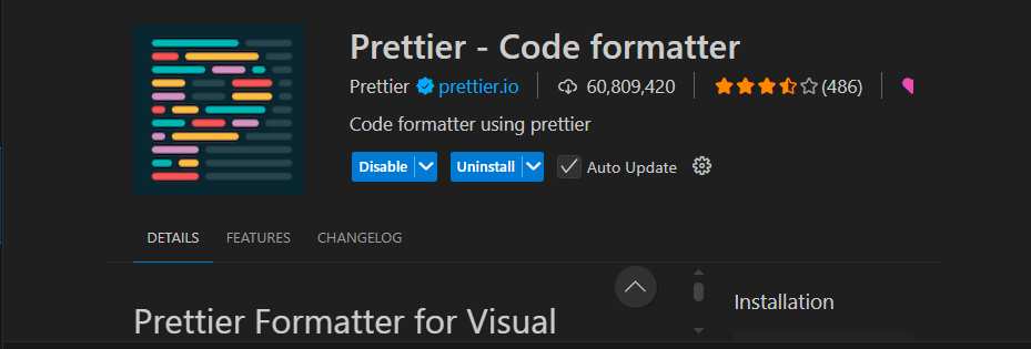 VS Code using Prettier extension