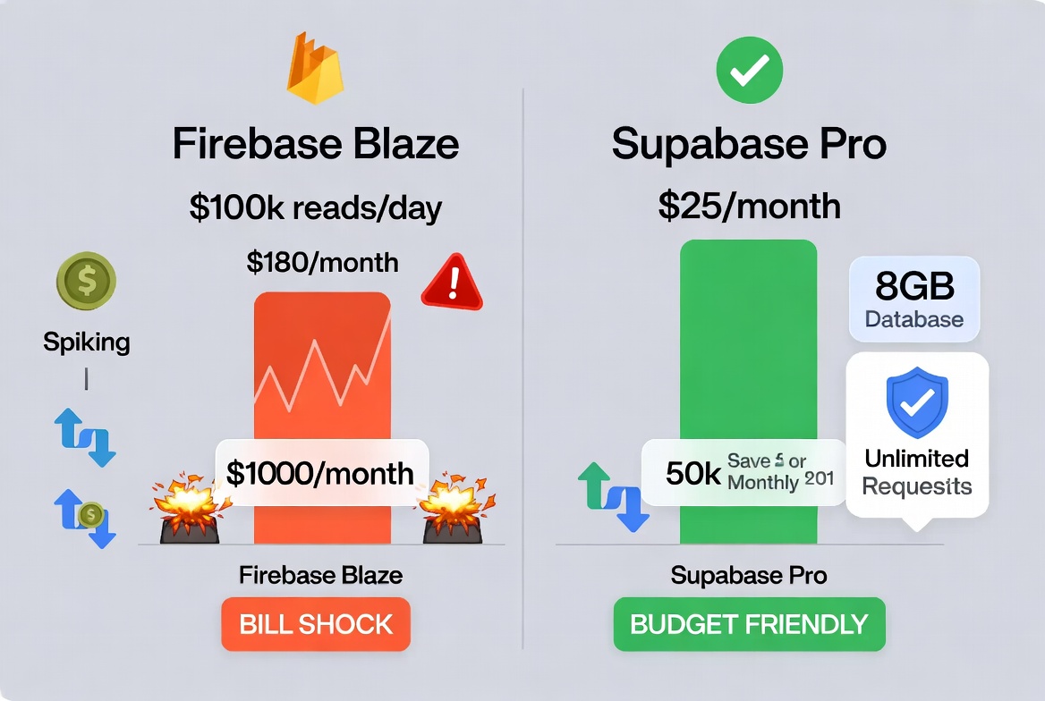 Comparing the pricings for superbase and firebase