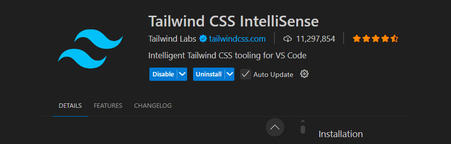 Tailwind CSS IntelliSense extension