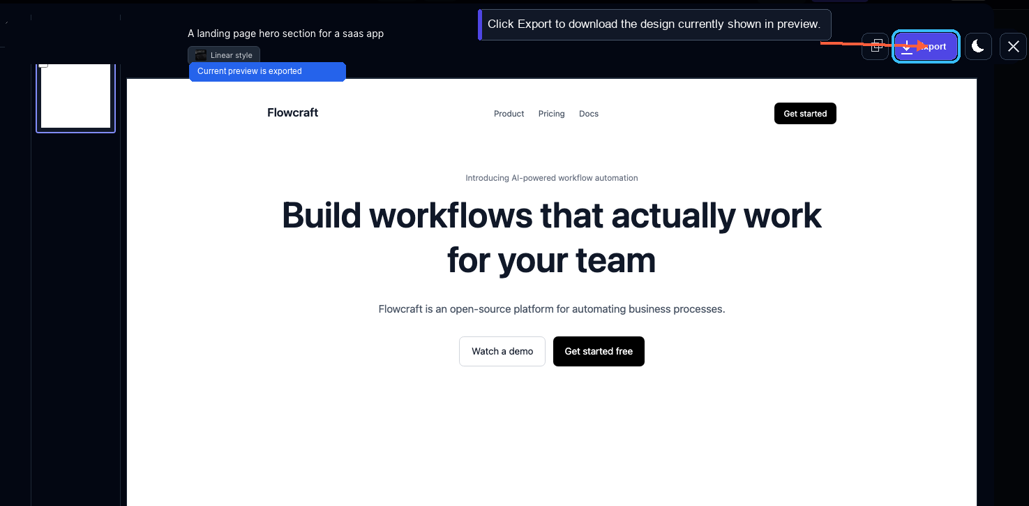 Export current AI design