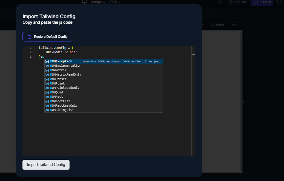 Editing the tailwind config