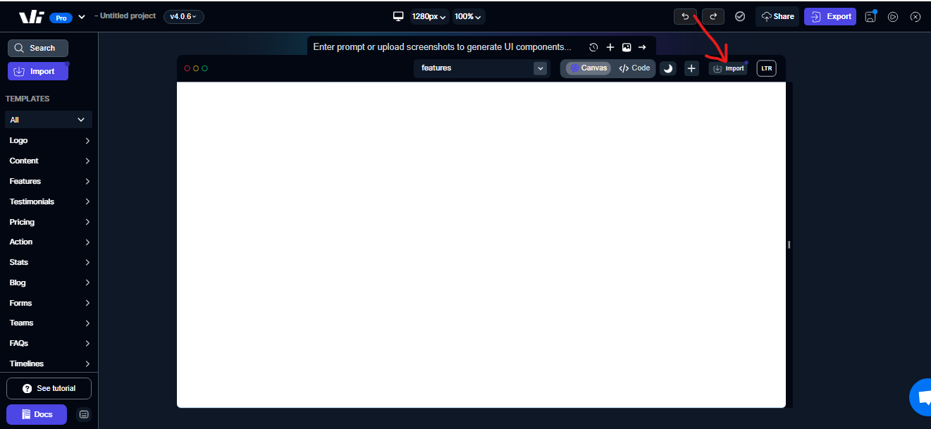 Import button tool