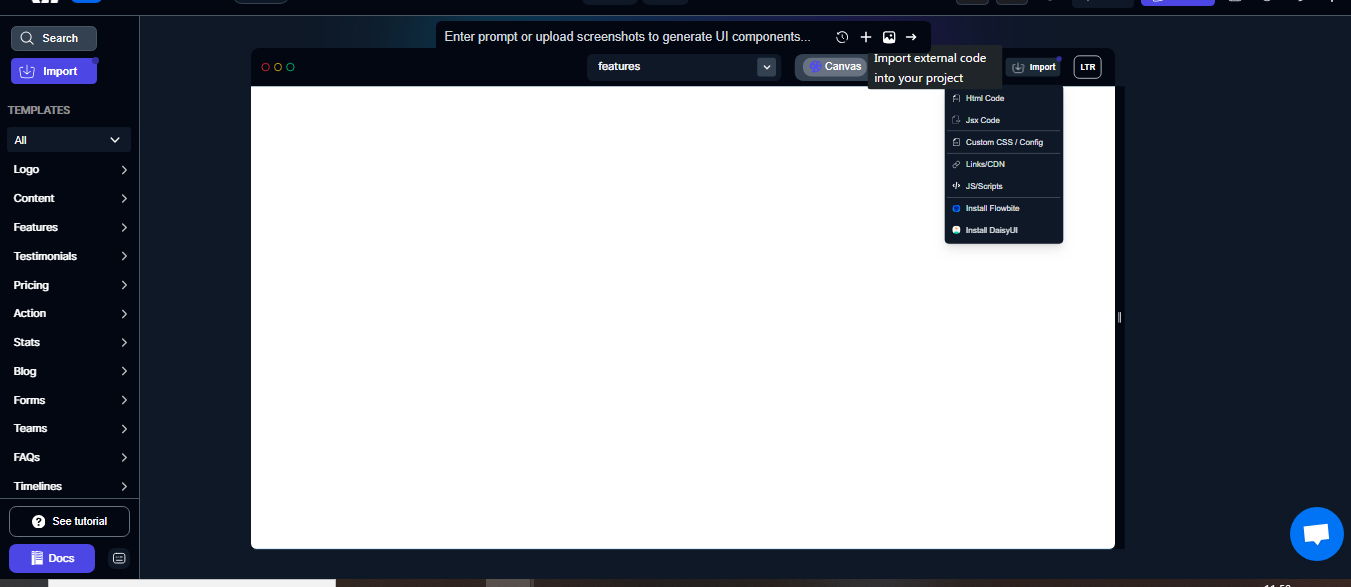 Import button